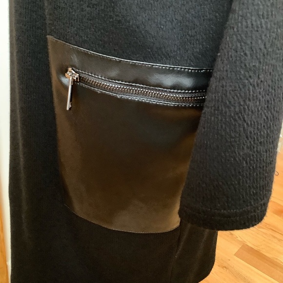 JOSEPH RIBKOFF Black Sweater Dress Faux Leather Details Size 8 - Picture 8 of 14
